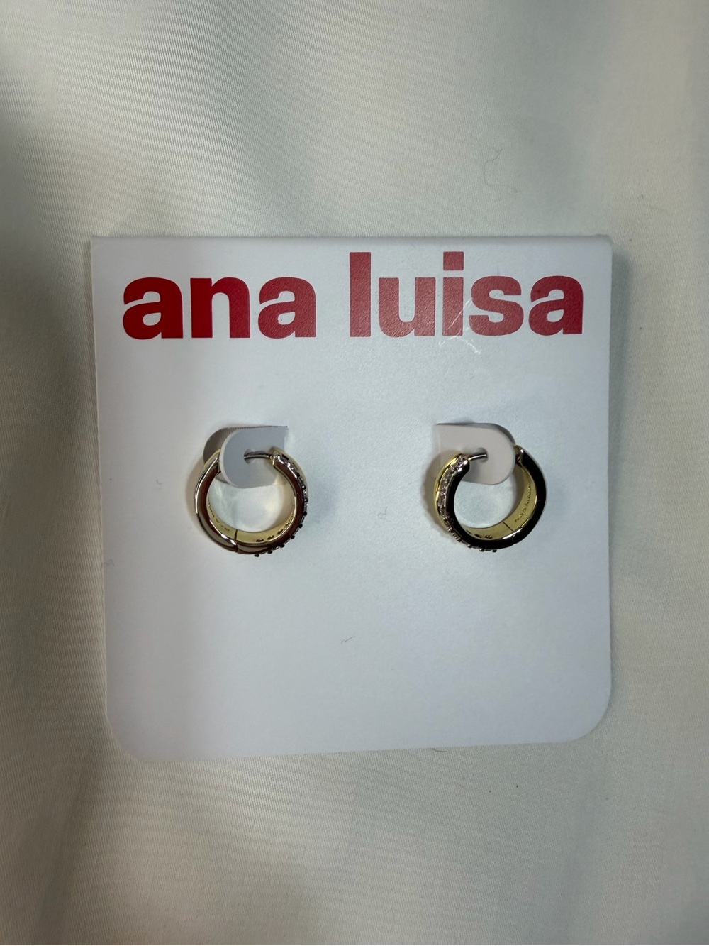NWT Ana Luisa Asher Pave Huggie Earring - Picture 7 of 9